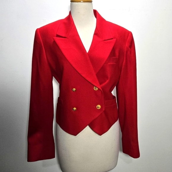 Vintage Red Double-breasted Wool Blazer 6 - Picture 1 of 14